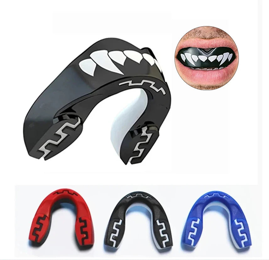 1Pc 3D Teeth Pattern Boxing Mouth Guard Perfect Fit Adults with Case Mouth Guard Suitable for Sanda Boxing and All Ball Sports