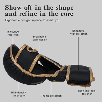 Professional MMA Boxing Gloves Half Finger Sandbag Karate Muay Thai Training Gloves PU Adult Kids Thickened Boxing Equipment